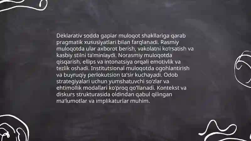 Sodda gaplarning nutqiy qoʻllanishi va pragmatik xususiyatlari (muloqot shakllari asosida) 3
