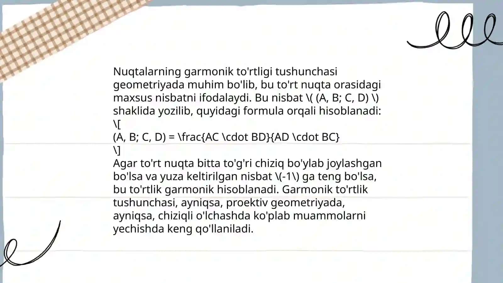 Nuqtalarning garmonik tòrtligi 3