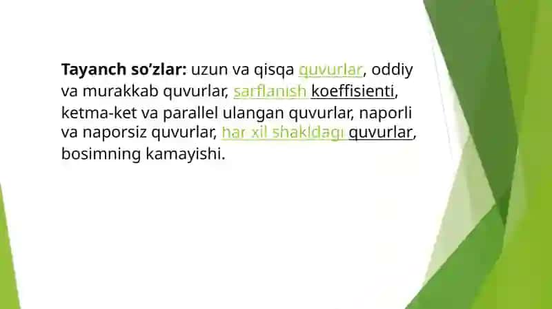 Oddiy va Murakkab Quvurlarni Gidravlik Hisoblash 3