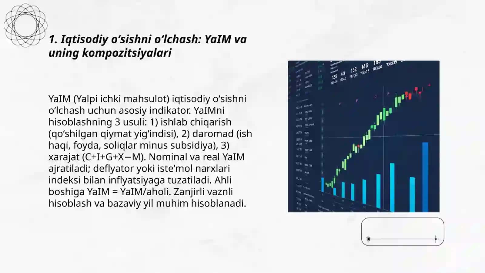 Iqtisodiy oʻsish ni oʻlchash: YaIM va uning kompozitsiyalari 3