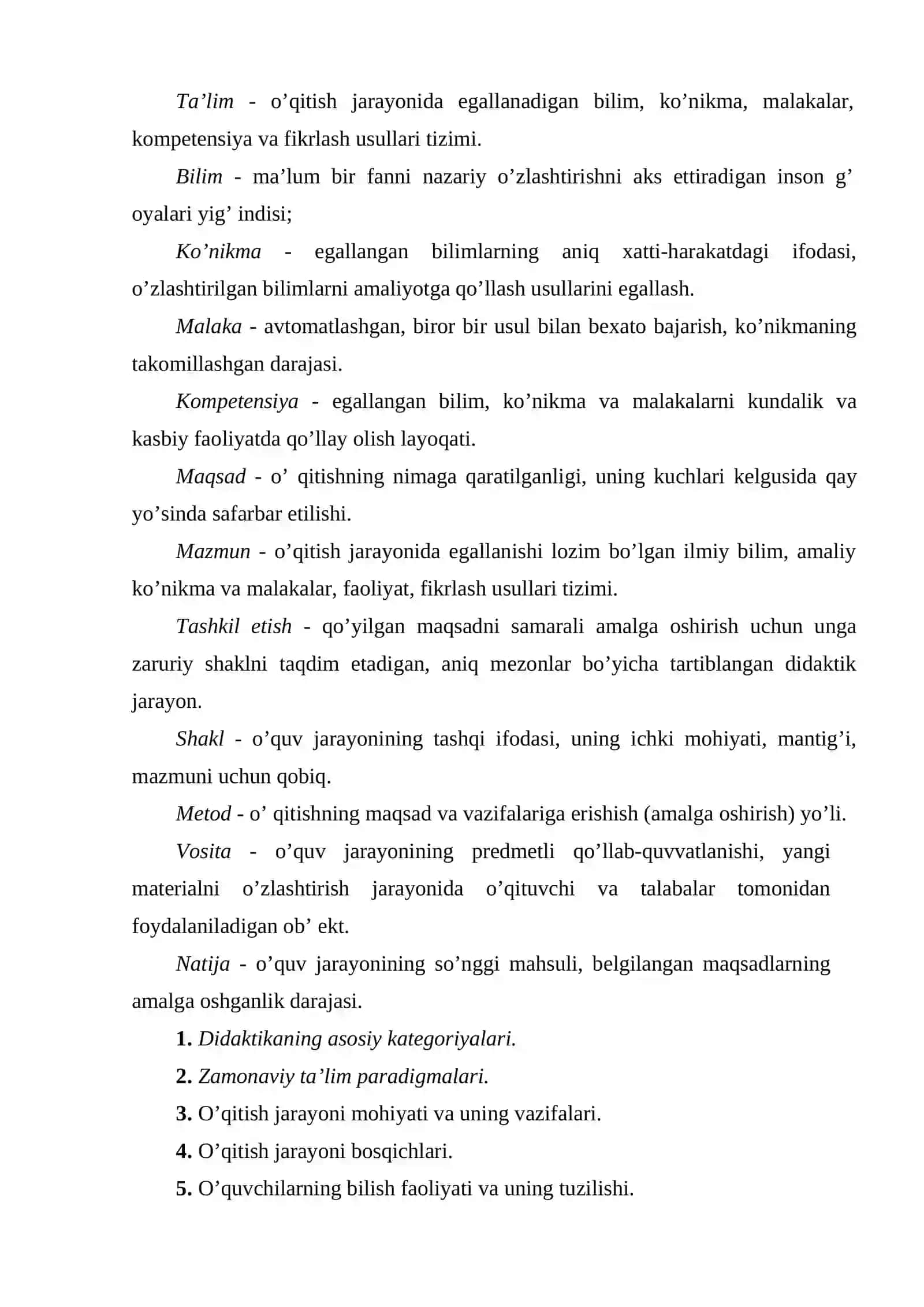 O'qitish jarayoni yaxlit tizimi sifatida 3