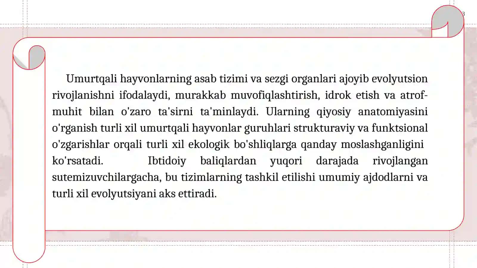 Umurtqalilar markaziy nerv sistemasini tuzilishi va vazifasi. 3