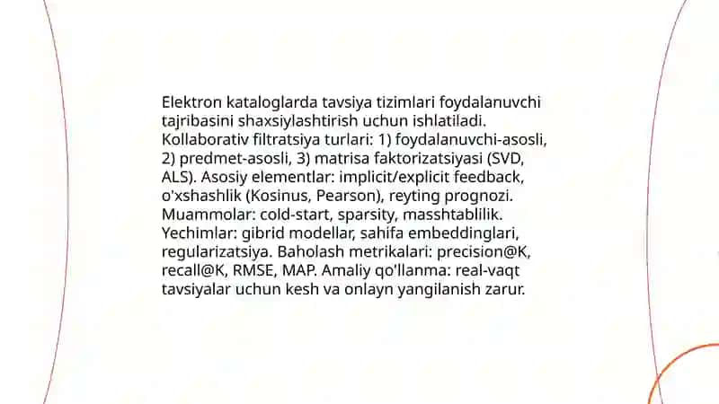 Elektron katalog tizimlarda sun'iy intelekt algoritmlarni qo'llash 3