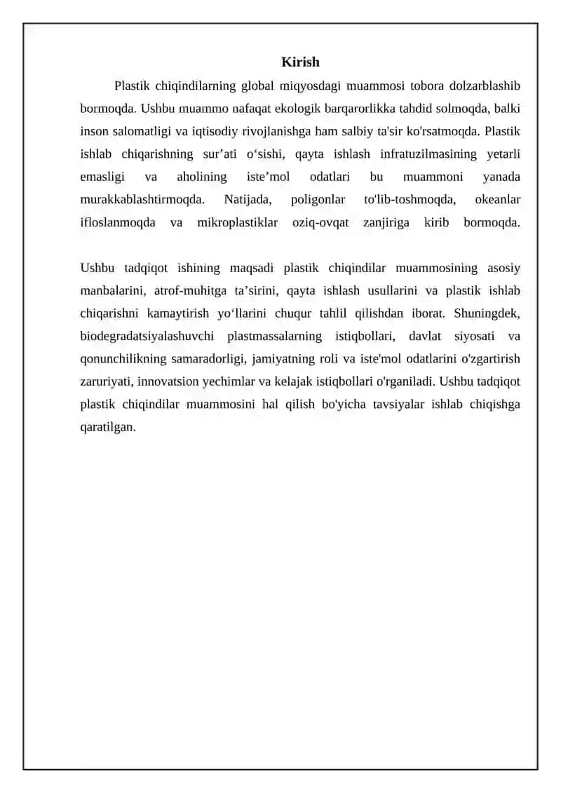 Plastik chiqindilar: Muammolar va oqibatlari 3