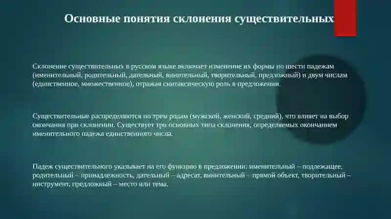 Основные парадигмы склонения имен существительных 3