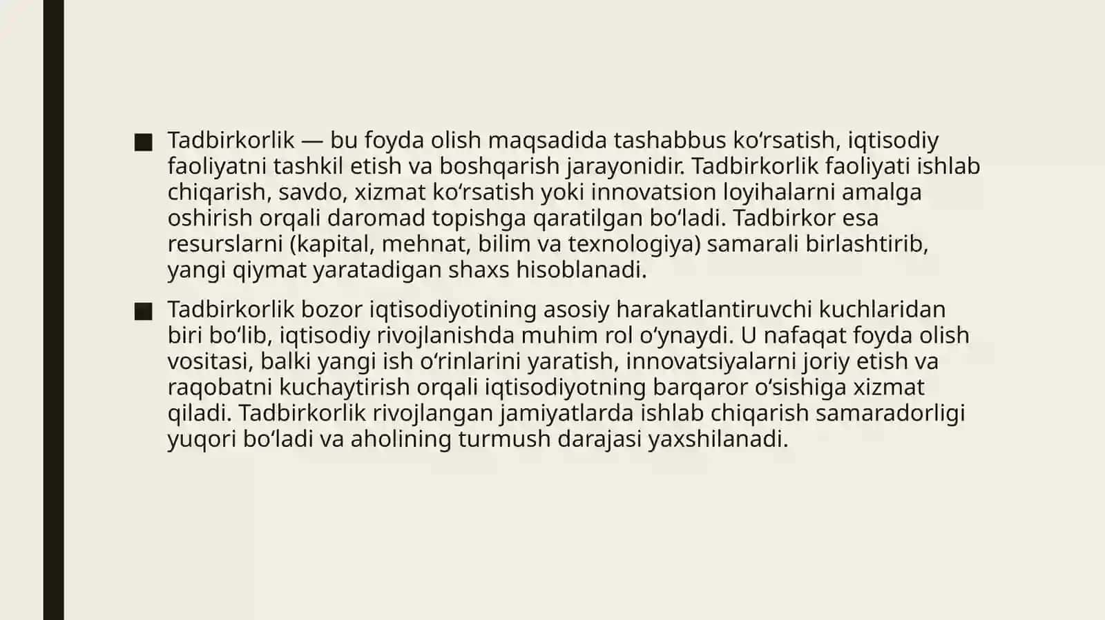 Tadbirkorlik faoliyatining turlari va shakllari 3