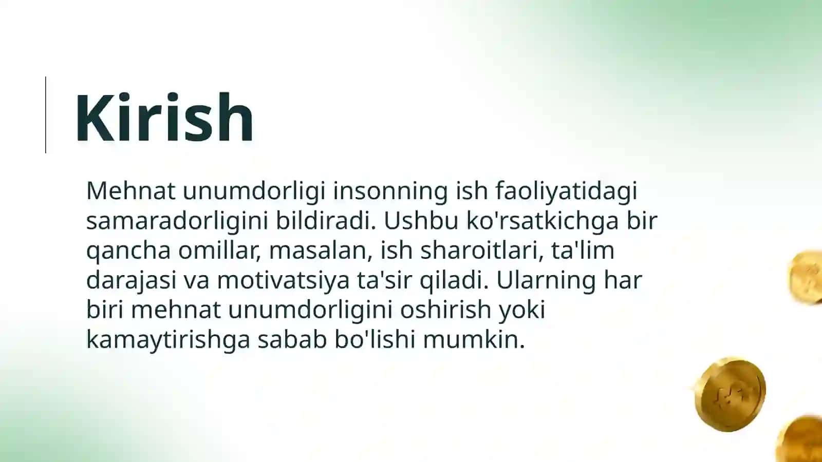 Mehnat unumdorligi va unga tasir qiluvchi omillar 3