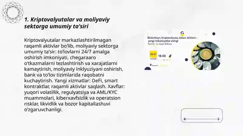 Moliyaviy sektorda kriptovalyutalardan foydalanish xususiyatlari 3