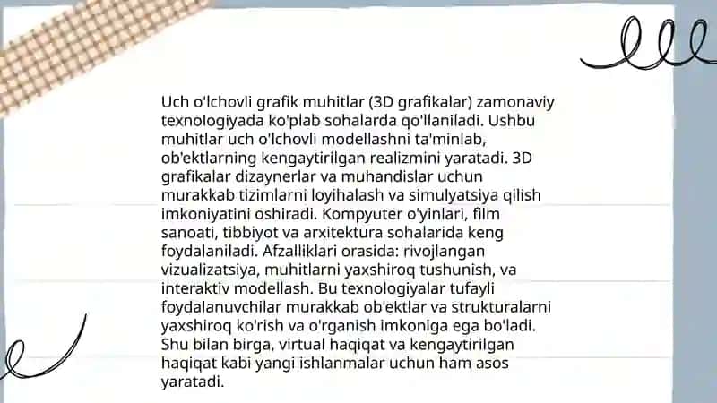 Uch o’lchovli grafik muhitlarni dasturlash 3