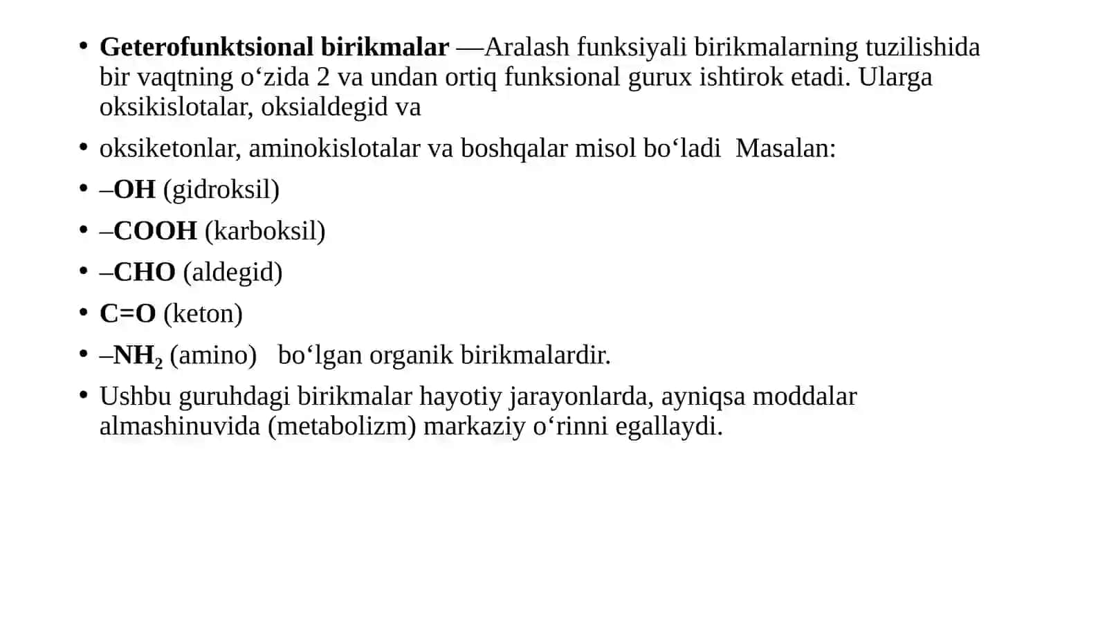 Geterofunktsional birikmalar. Gidroksikislotalar. Aldegido-va ketokislotalar 3