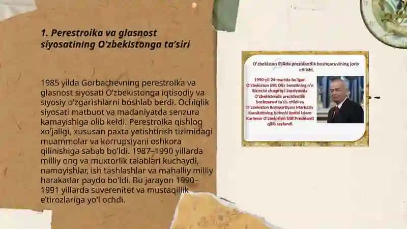 Mustaqillikka erishish arafasida Oʻzbekiston ijtimoiy-siyosiy jarayonlar 3