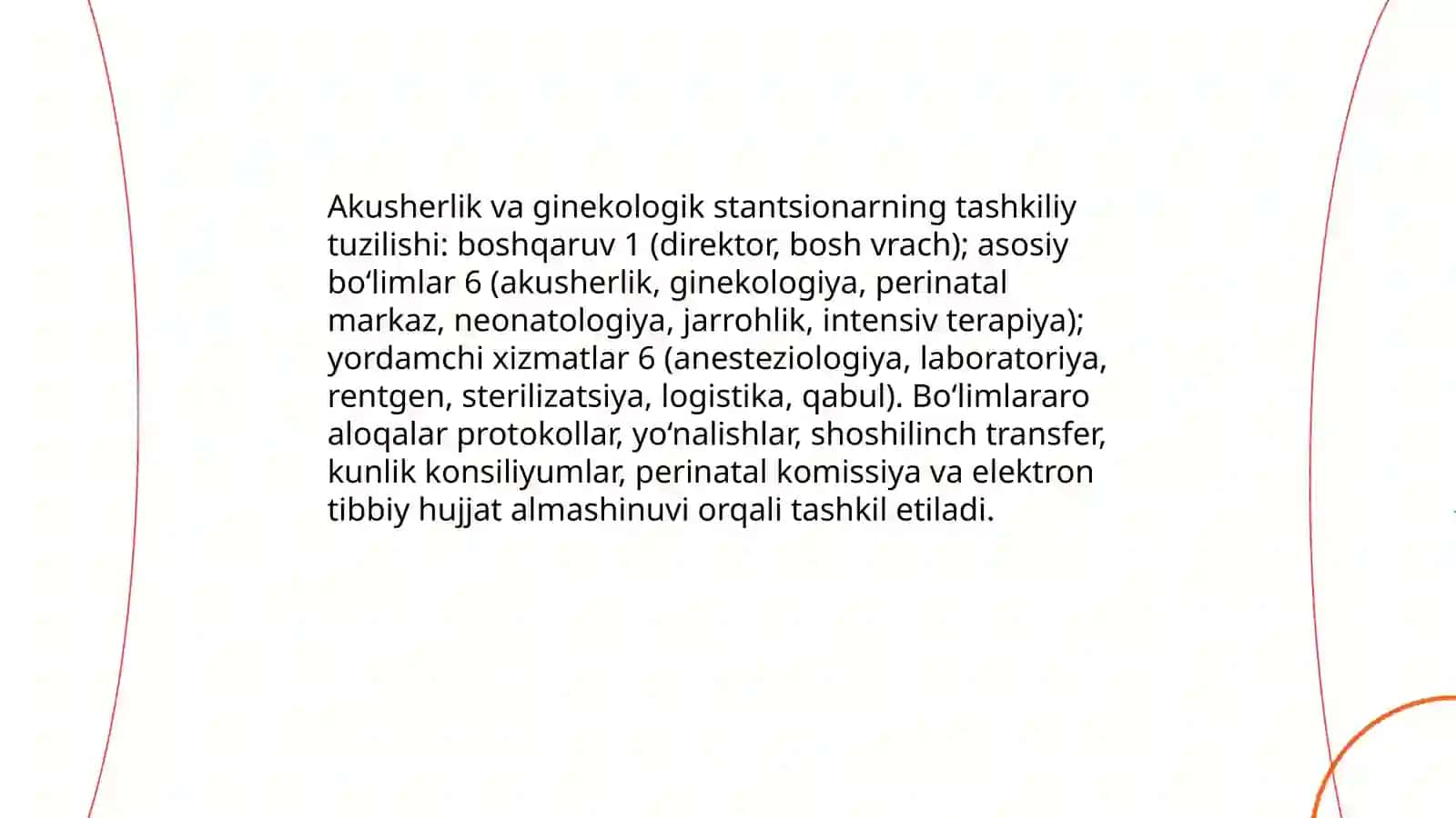 Akusherlik va ginekologik stansionarning tuzilishi va ishini tashkil qilish 3