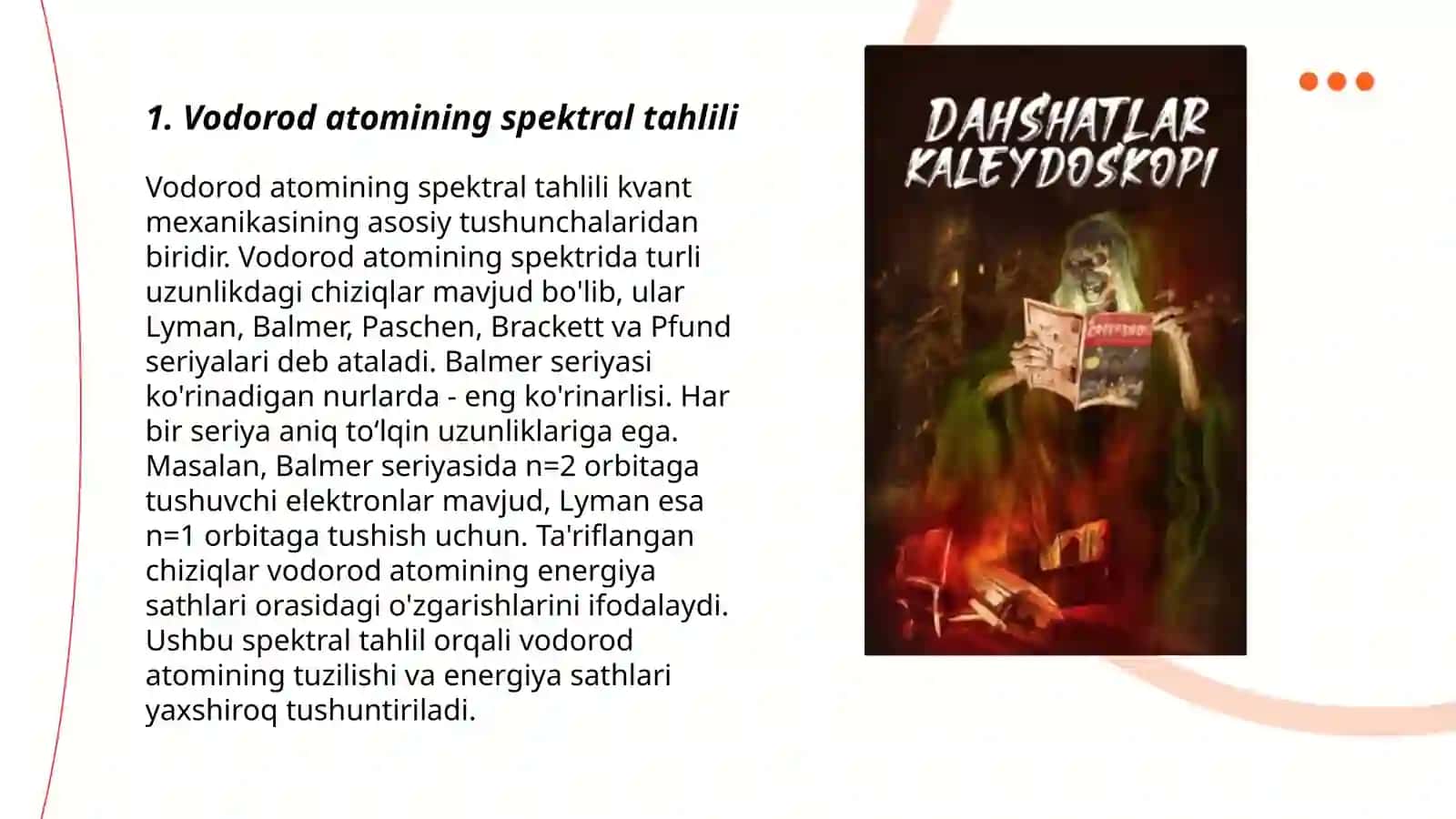 Vodorod spektridagi serial qonuniyatlarni oʻrganish 3