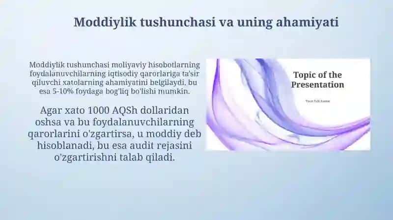 Auditda muhimlik tushunchasi va auditorlik riski 3