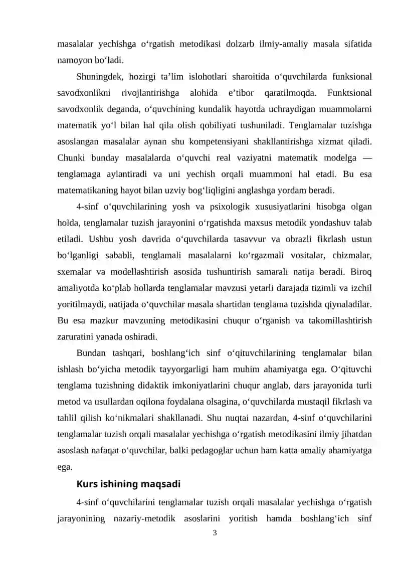 4-sinf o‘quvchilarini tenglamalar tuzish bilan masalalar yechishga o‘rgatish metodikasi 3