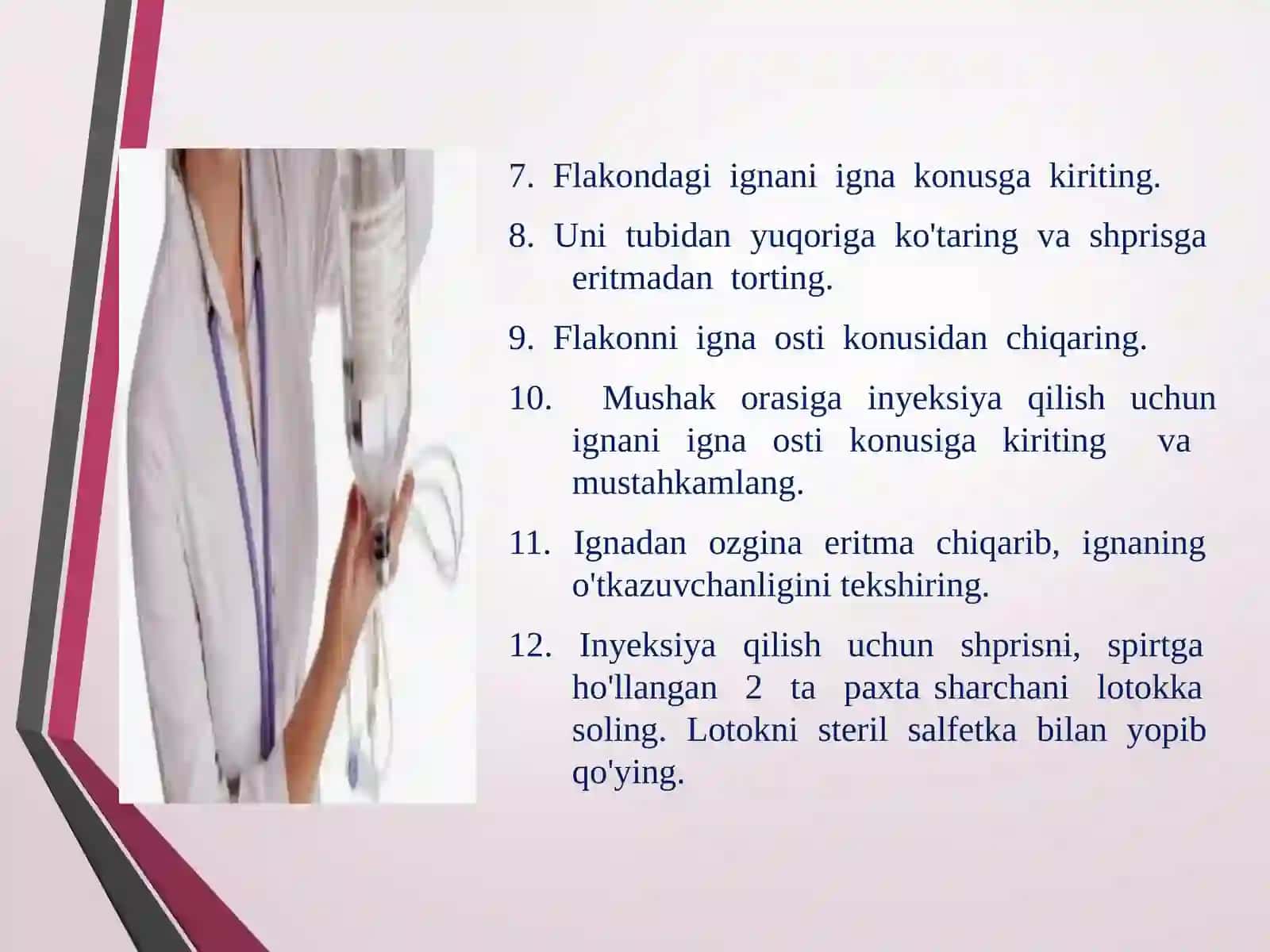 Antibiotiklarni eritish, Insulinni yuborish texnikasi 3