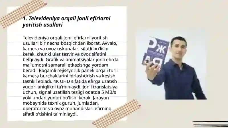 Televideniya orqali yorituvchi jonli efirlarning daktil imo ishorada tarjima qilinishi metodikasi 3