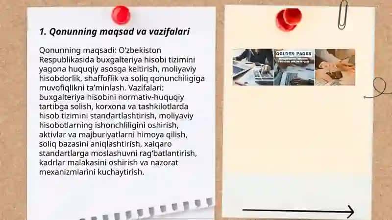 Oʻzbekiston respublikasining "Buxgalteriya hisobi toʻgʻrisidagi" qonuni va uning ahamiyati 3