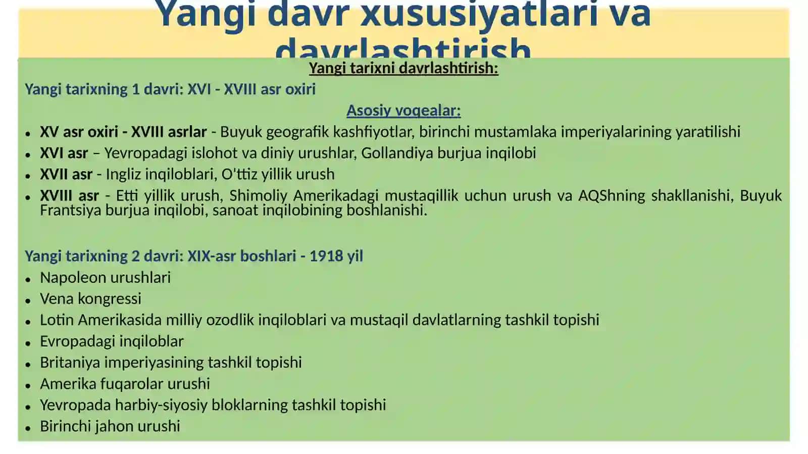 Yangi davr Jahon tarixi 3