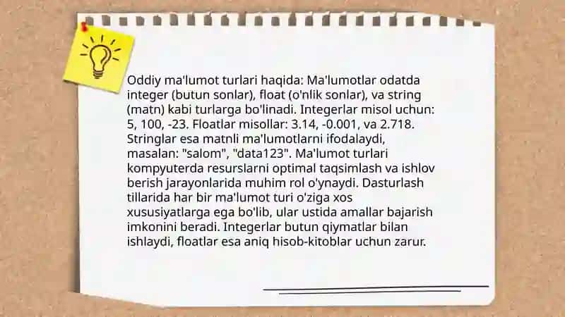 Ma’lumot turlari tushunchalari (oddiy va mavhum) va ma’lumot tuzilmalari 3