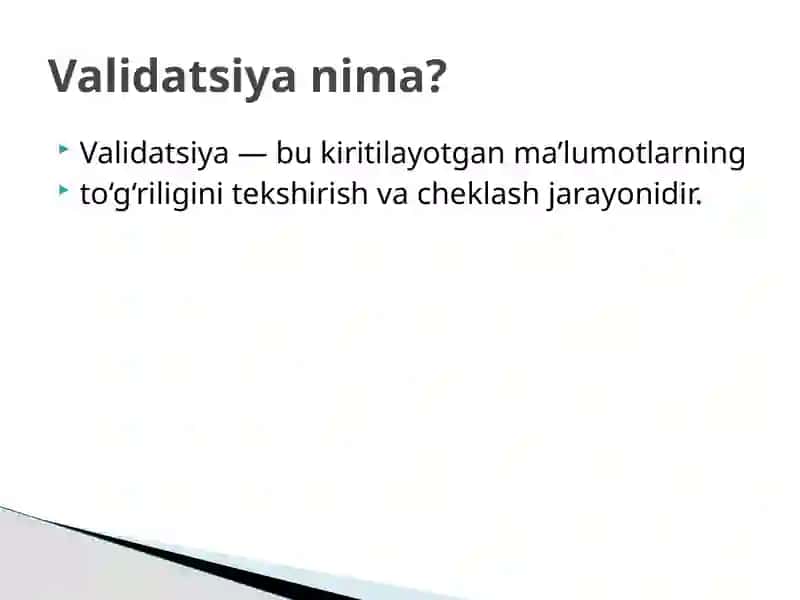 Validatsiya qoidalari 3