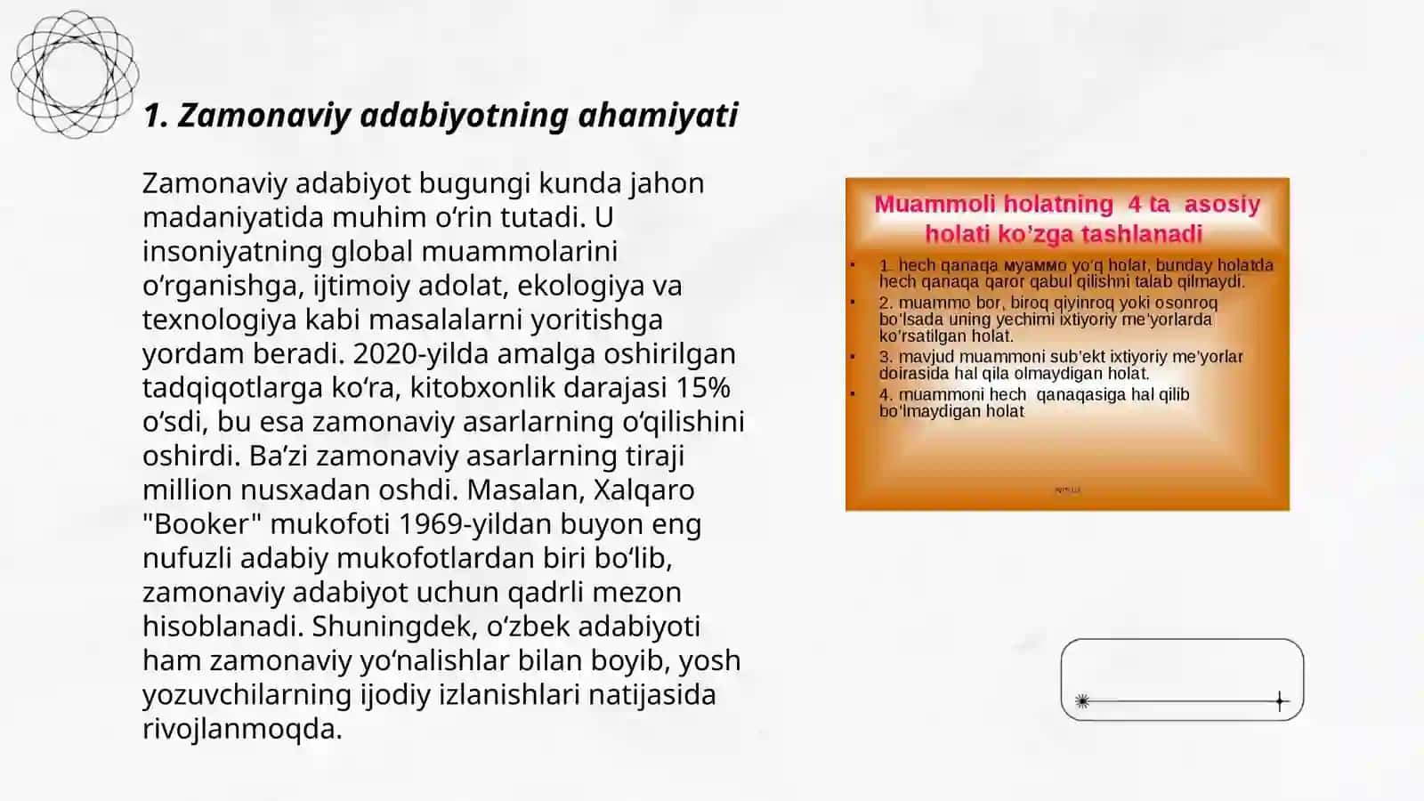 Zamonaviy adabiyot darslari va unga qoʻyilgan talablar ularni tashkil etishning shakl va usullari 3