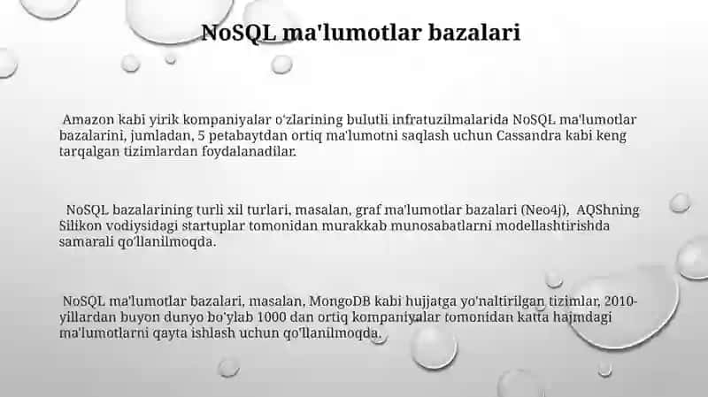 Ma'lumotlar bazalari va katta xajmdagi ma'lumotlar bilan ishlash texnologiyalari 3