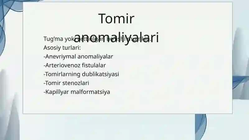 Qon tomir patologiyasi. Tomir anomaliyalari. Gipertenziya 3