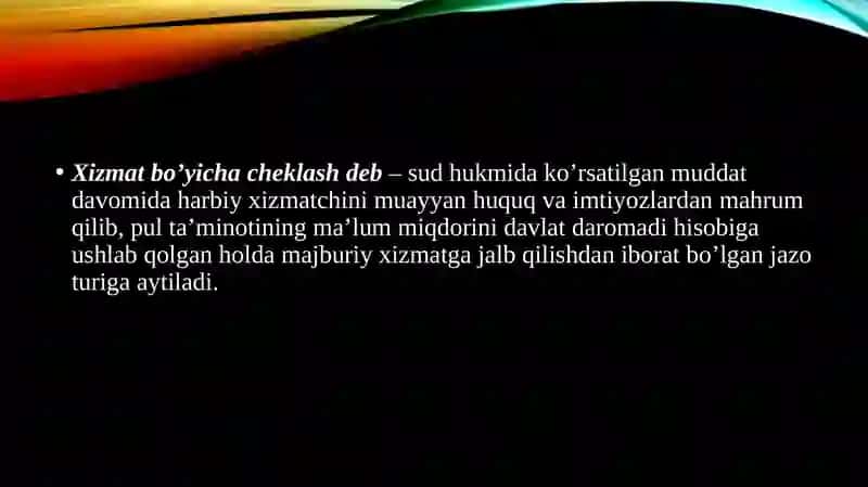 Xizmat bo'yicha cheklash jazosi 3