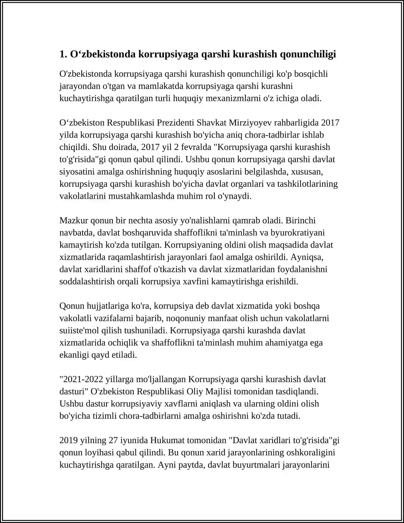 Oʻzbekistonda korrupsiyaga qarshi kurashish mexanizmlari 3