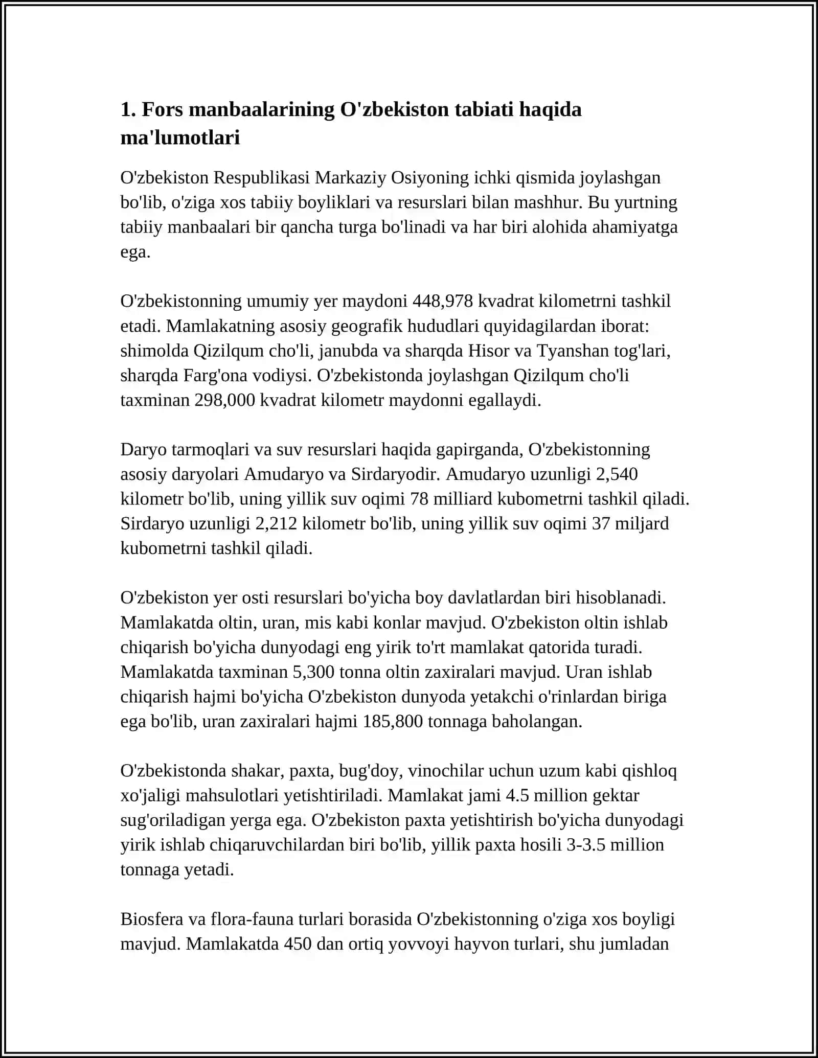 O'ZBEKISTON TABIATINI O'RGANISHDA FORS (ERON) MANBAALARI 3