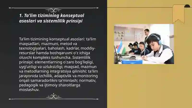 Ta'limning tizimlilik va ish izchillik prinsiplarini amalga oshirish qoidalari 3