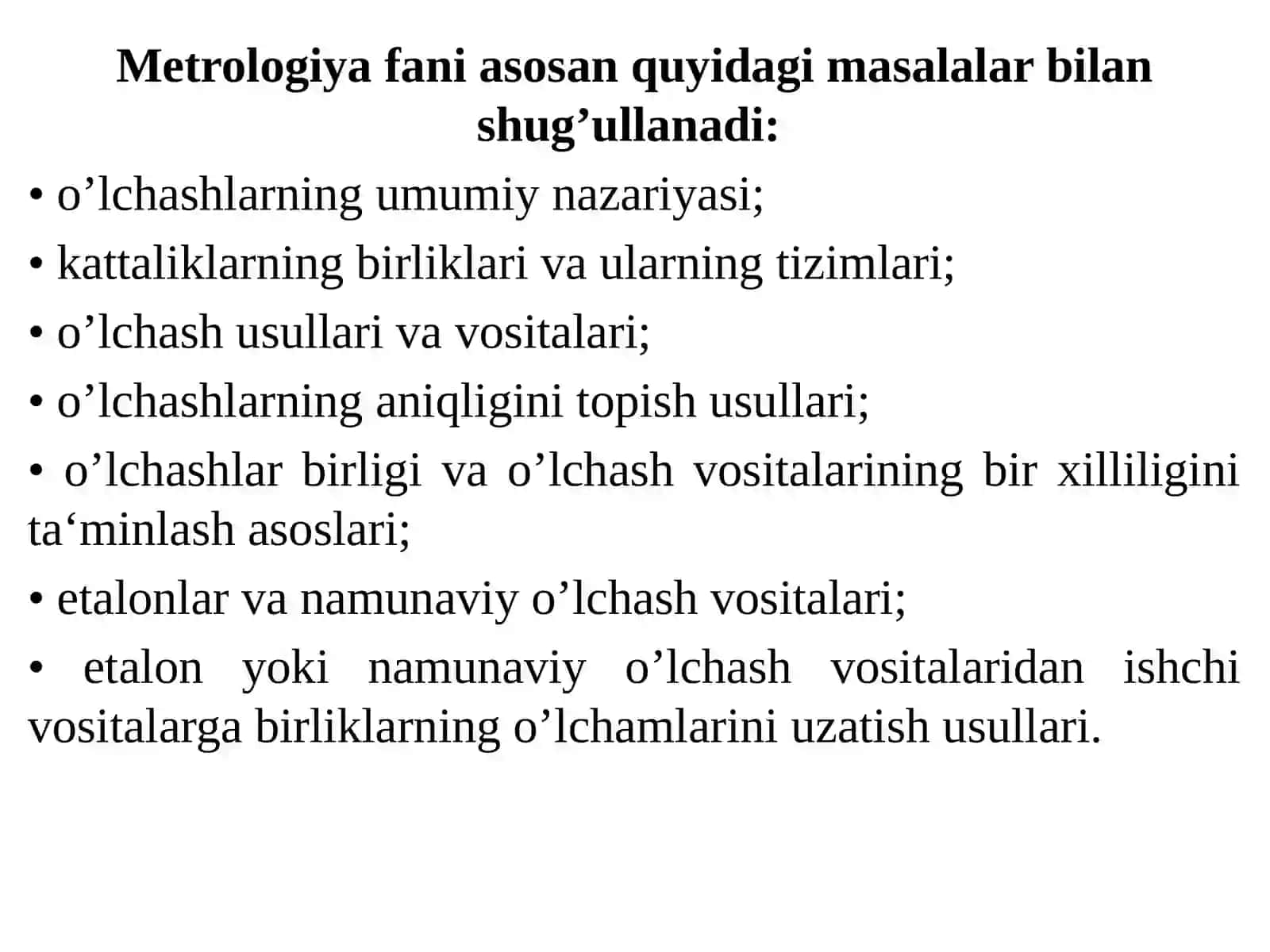 “Metrologiya, standartlashtirish va sertifikatlashtirish asoslari” fanining maqsadi va vazifalari 3