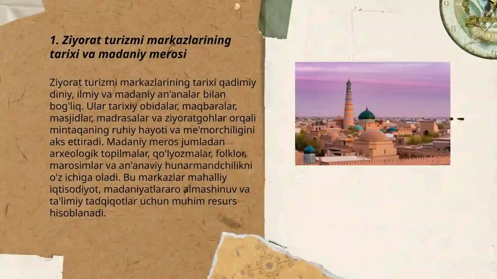 Mavzu: Ziyorat turizmi markazlari va ularni rivojlantirish resurslari 3