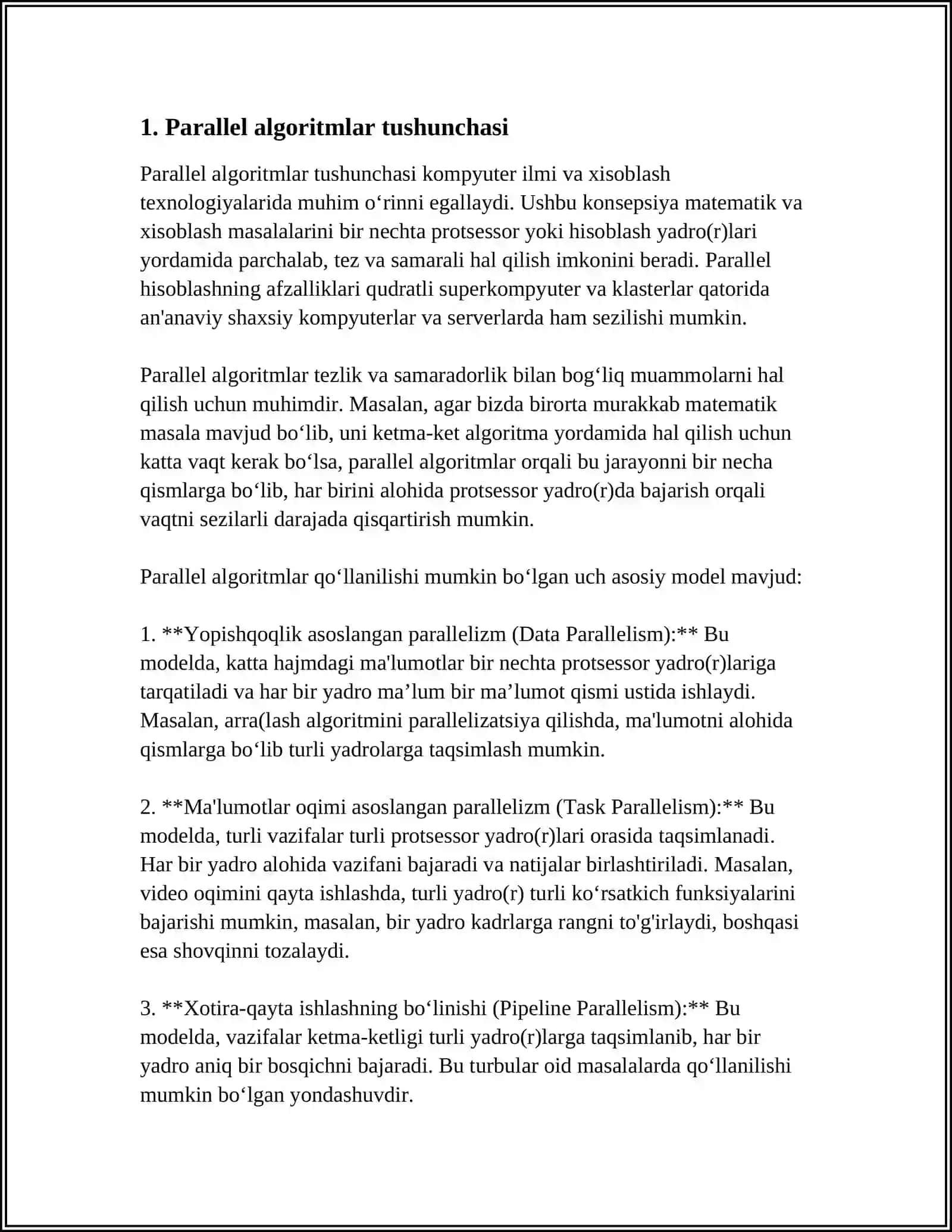 ALGORTIMNI PARALLEL BAJARILISH SXEMALARI 3