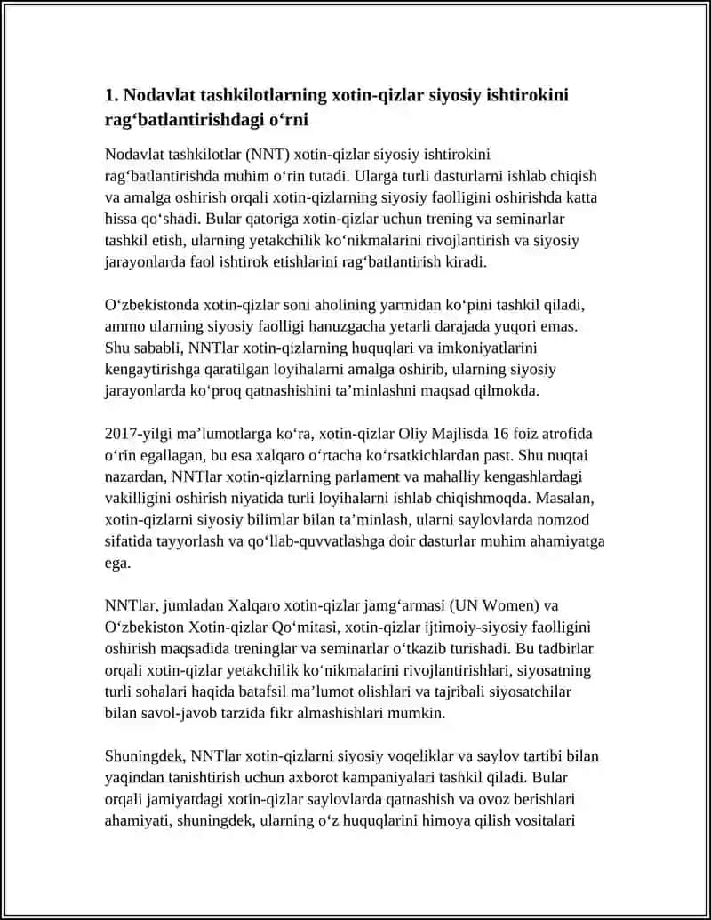 Xotin-qizlar ijtimoiy-siyosiy faolligini qo'llab-quvvatlash 3