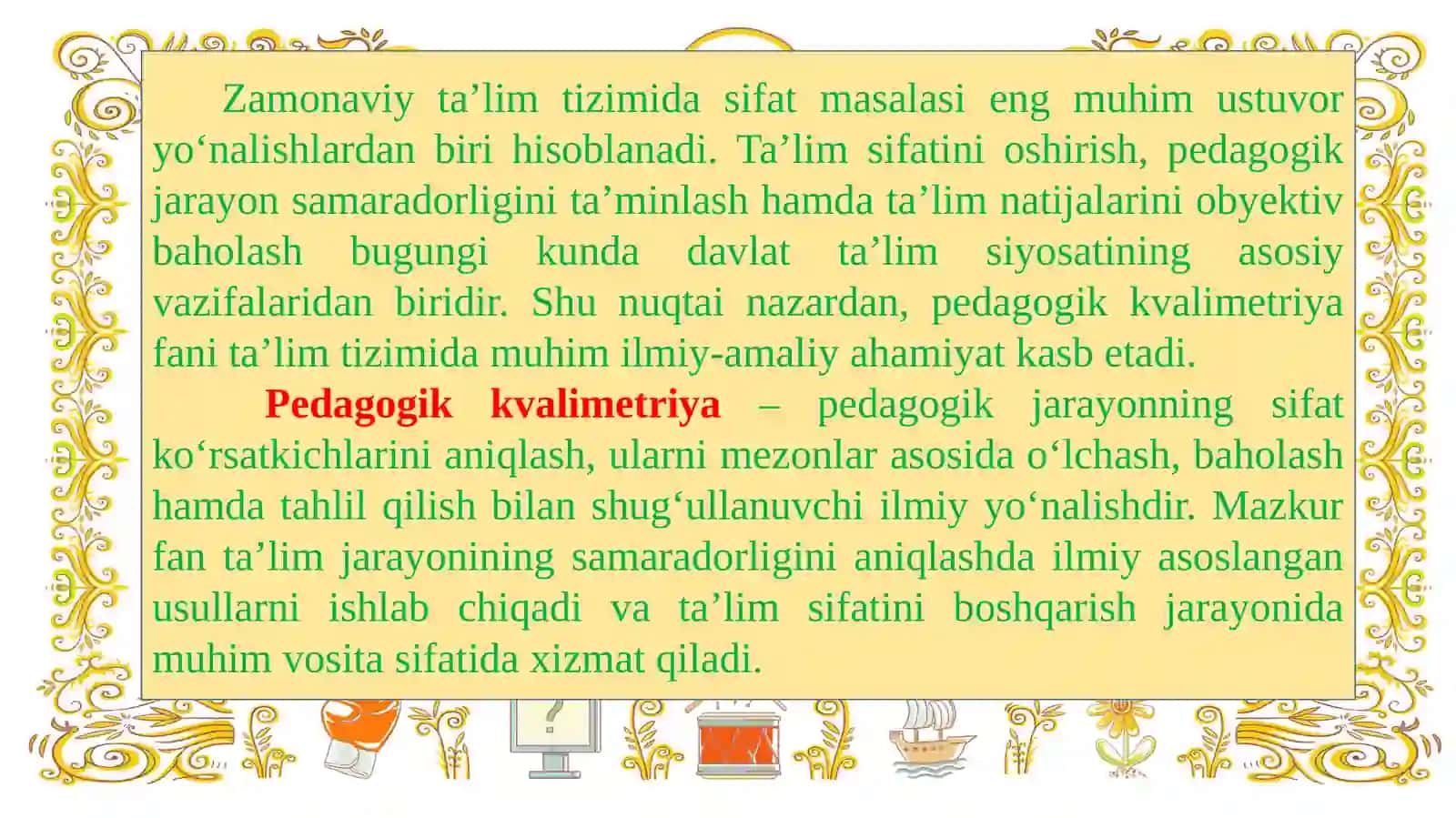 Pedagogikk valimetriyasi fanining zamon talablariga mos tashkil etilishini nazorat qilish imkoniyatlari 3