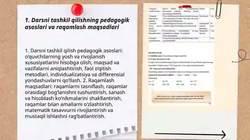 Darsni Tashkil Qilishning Pedagogik Asoslari va Raqamlash Maqsadlari 3