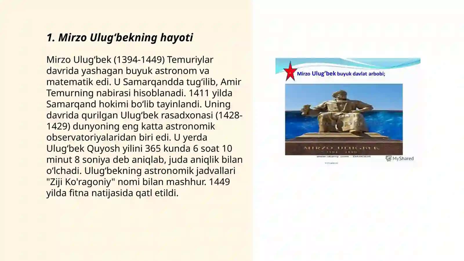 Mirzo Ulugʻbekning Astronomik Yodgorliklari 3