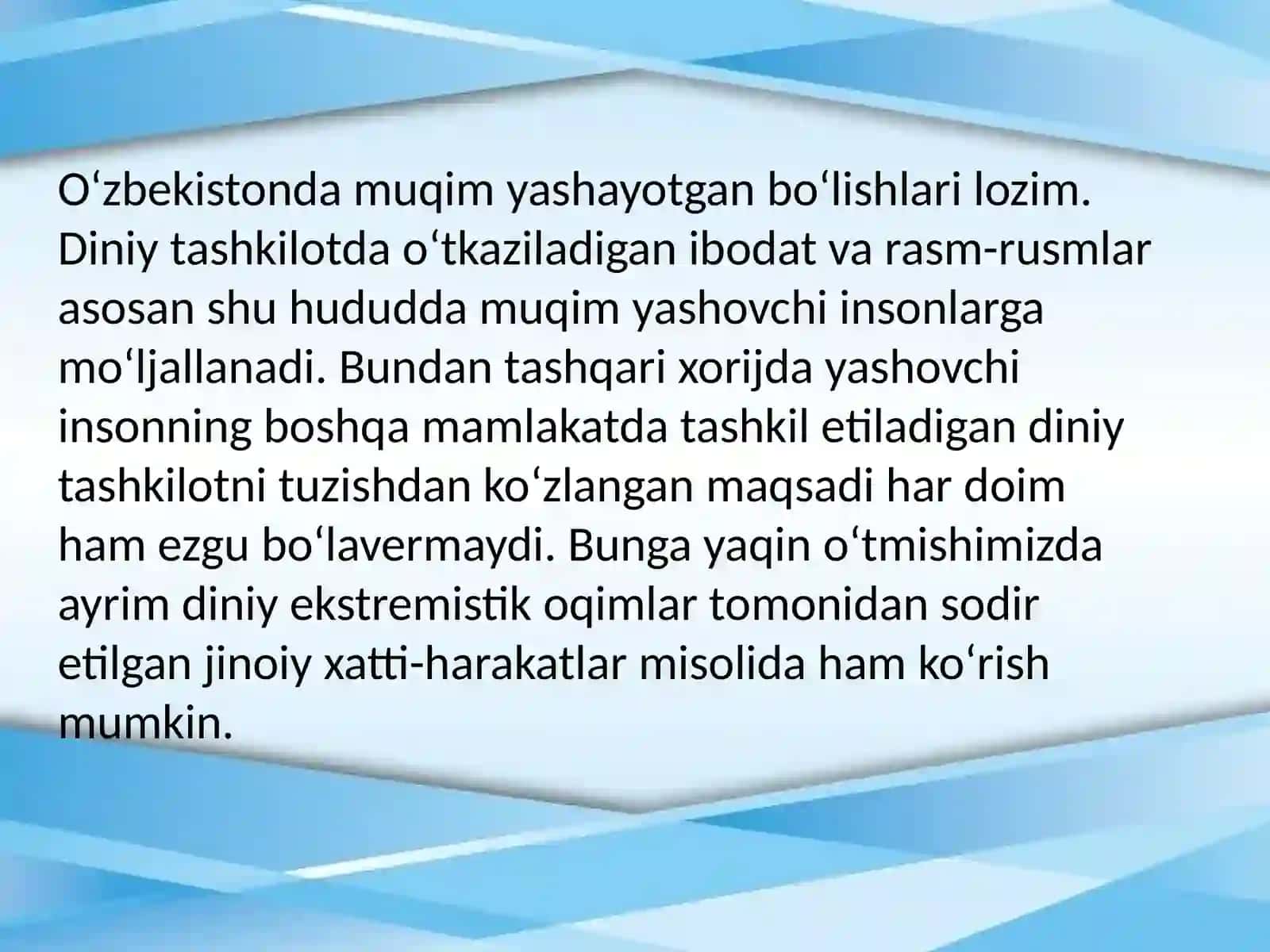 Oʻzbekiston Respublikasi din va diniy tashkilotlar 3