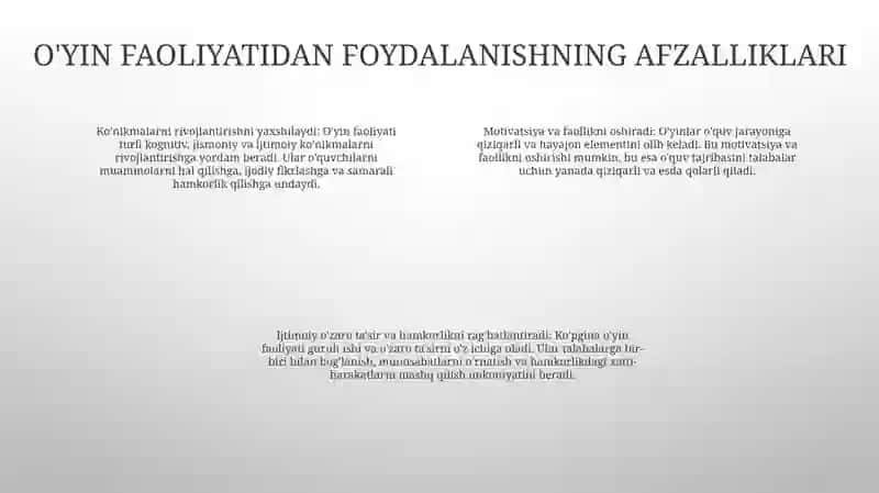 MashgʻUlotlar Jarayonida OʻYin Faoliyatidan Foydalanish 3