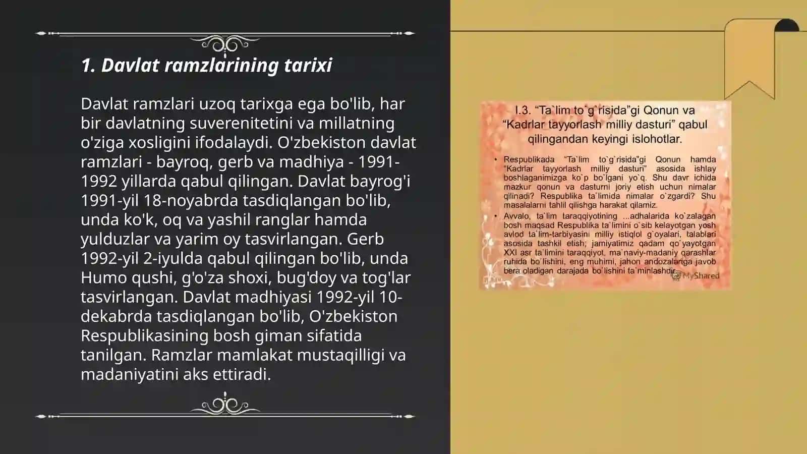 Davlat ramzlari,ularning yoshlarda milliy gʻururni shakllanishdagi oʻrni 3