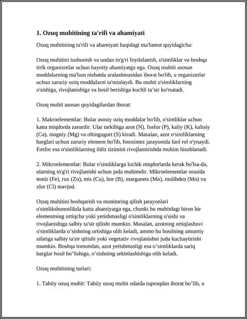 REFERAT Mavzu: OZUQ MUHITLARNING TURLARI VA ULARNING TARKIBI. 3