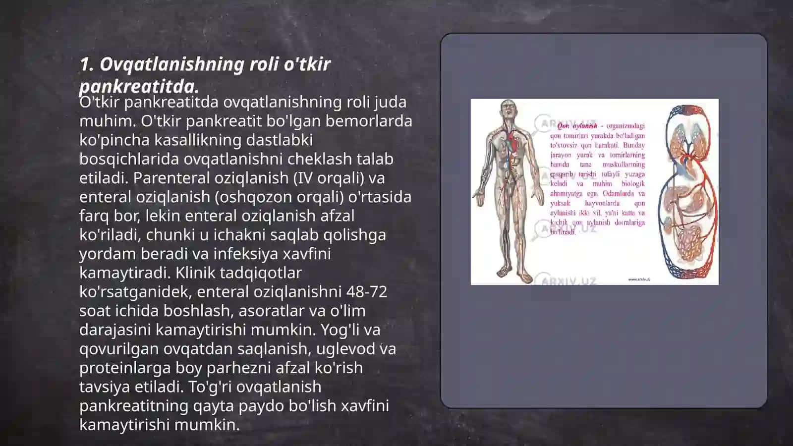 Pariental Ovqatlanish va ularni klinik ahamiyati o'tkir pankreatit kelib chiqishi va davolashning biokimyoviy asoslar 3
