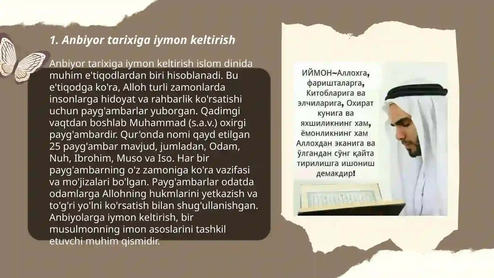 Anbiyor tarixiga iymon keltirish 3