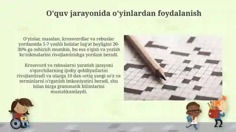 O'zbek tilida krossvord va rebuslarni yaratish va yechishga o'rganish 3