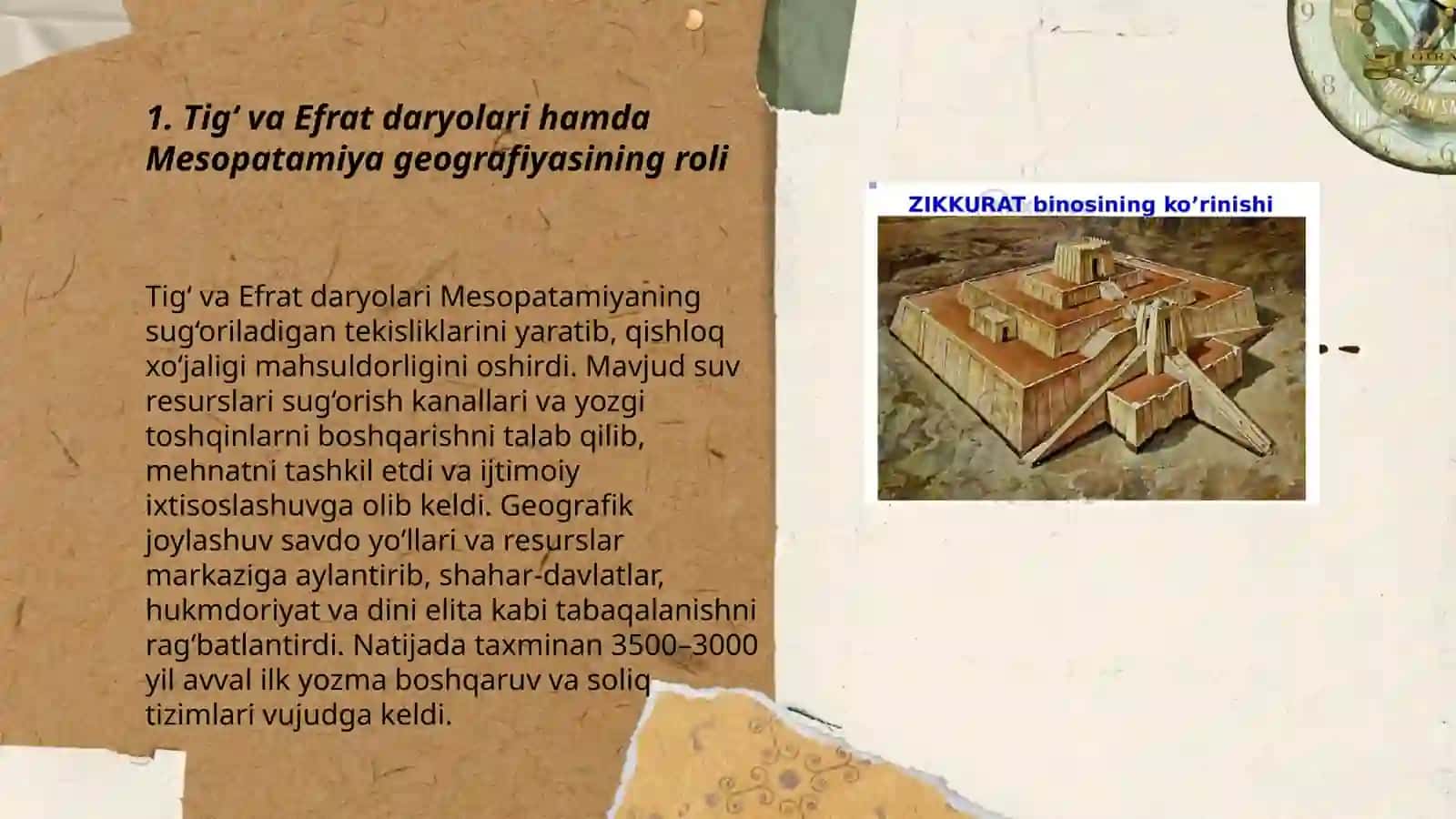 Eng qadimgi Mesopatamiya.Ilk tabaqaviy jamiyat shakllanishining shart-sharoitlari 3