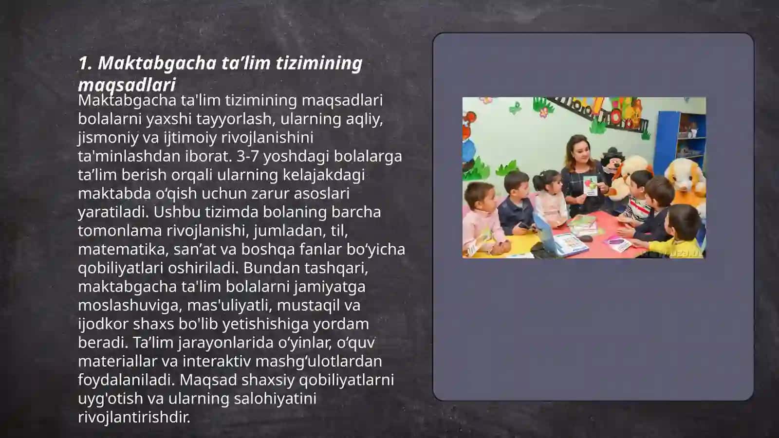 Maktabgacha taʼlim tizimining maqsadlari 3