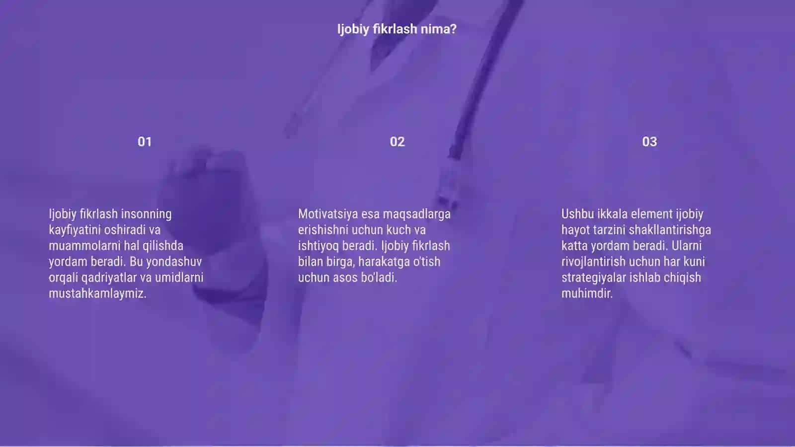 Ijobiy fikrlash va motivatsiya deng 3