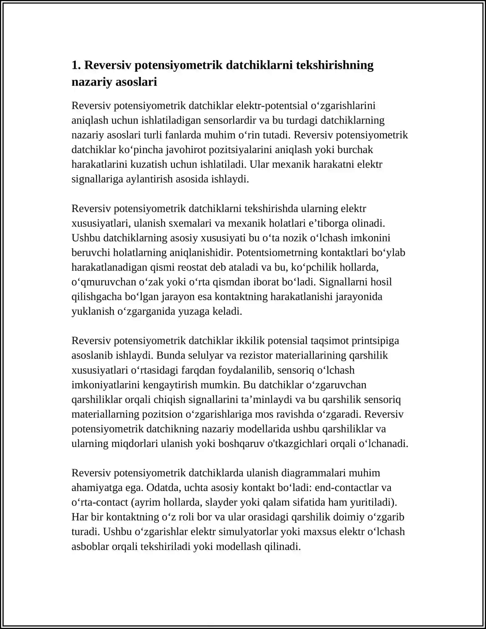 REVERSIV POTENSIOMETRIK DATCHIKLARNI TEKSHIRISH 3